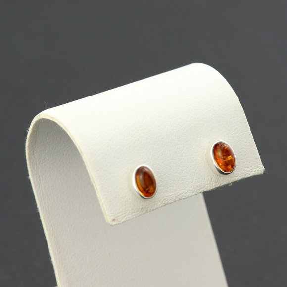 Sterling silver earrings with natural Baltic amber, amber stud earrings, studs - Picture 6 of 15